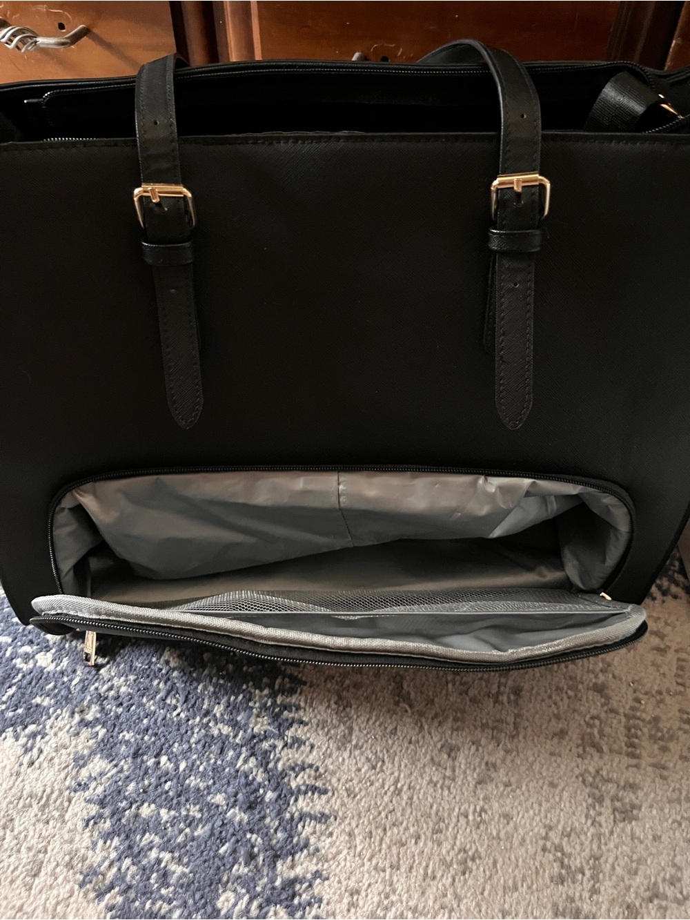 Classic Black Women's Laptop work Bag, Built In Lunch Box! - Picture 3 of 3